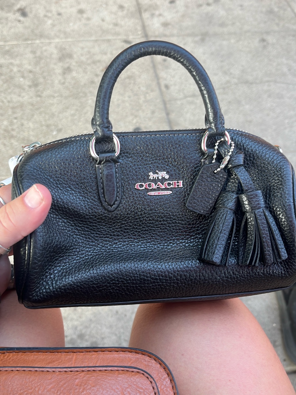 Coach Black Pebbled Leather Mini Satchel With Tassels
